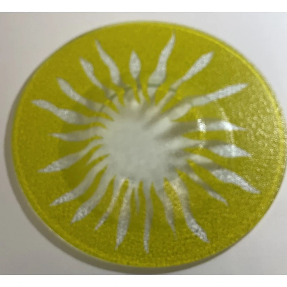 Villeroy & Boch Flora Vitrum Yellow Sunflower Fused Glass Salad‎ Bowl Plate VTG
